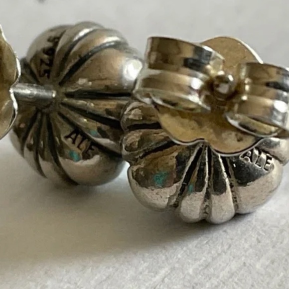Pandora Silver and Turquoise Earrings - Picture 3 of 3